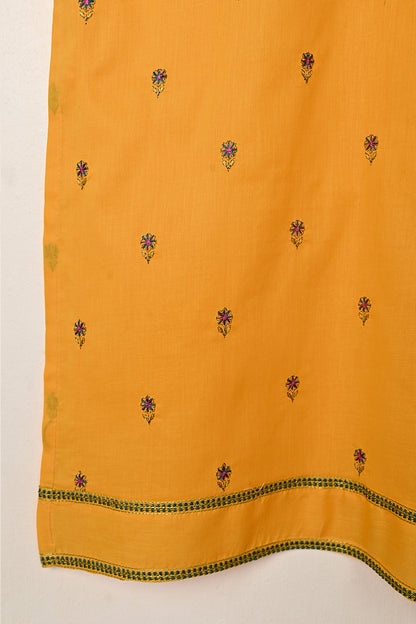 STP-263A-Yellow  - 2Pc Ready to Wear Embroidered Cambric Dress