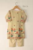 TKF-117-SKIN - Kids 2Pc Embroidered Paper Cotton Dress