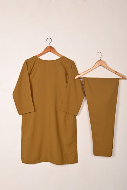 STP-235C-Mustard - 2Pc Ready to Wear Malai Solid Dress