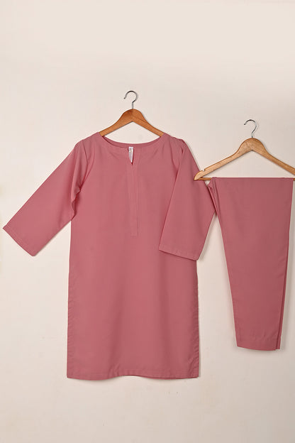 STP-229B-Tea Pink - 2Pc Ready to Wear Malai Solid Dress