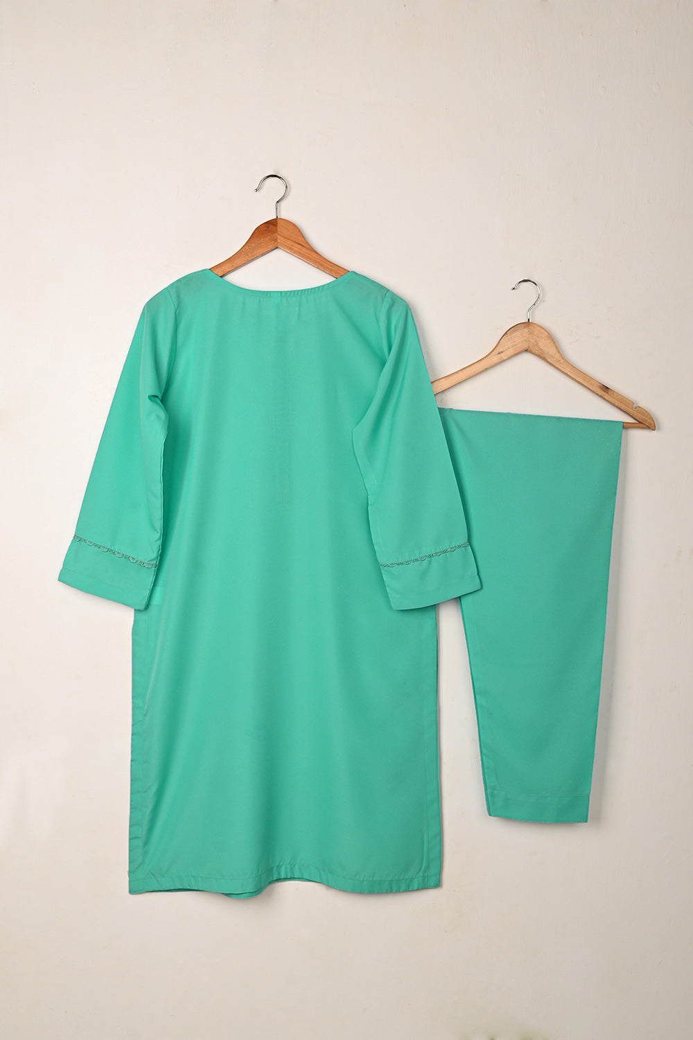 STP-256B-Cyan  - 2Pc Ready to Wear Malai Solid Dress