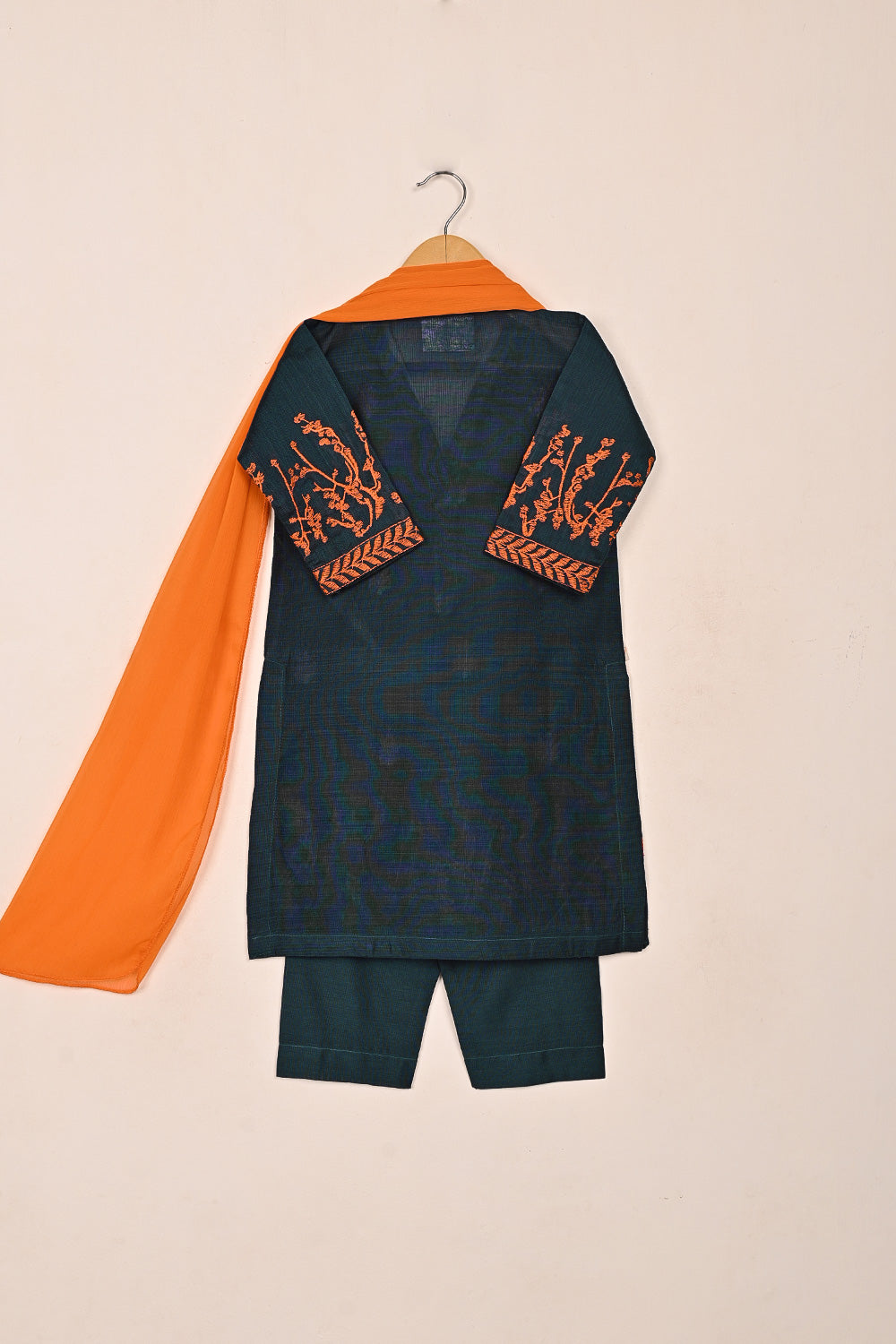 TKF-211-Turquoise - Kids 3Pc Ready to Wear Embroidered Khaddi Fabric Dress