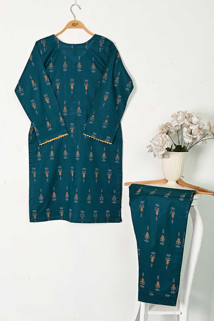 CPTP-11B-Turquoise - 2Pc Ready to Wear Cotton Printed Co-Ord Dress