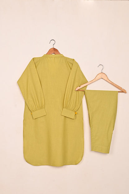 STP-200B-Yellow- 2Pc Ready to Wear Cotton Slub Dress