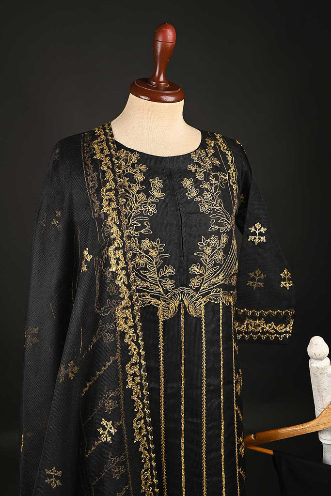 RTW-121-Black - 3Pc Stitched Khaadi Net Dress