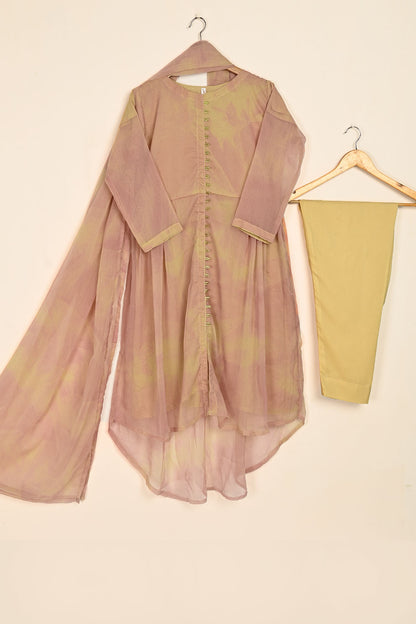 RTW-179-Peach -  3Pc Stitched Chiffon Frock