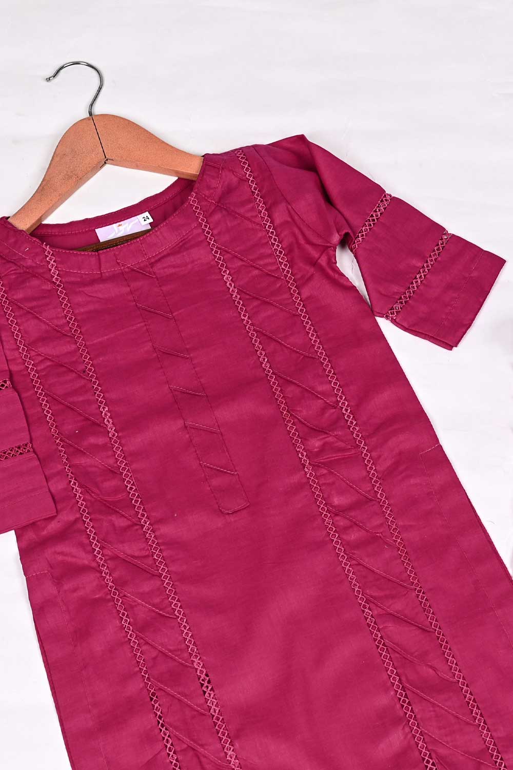 TKF-100- Fuchsia- Kids 2Pc Cotton Dress