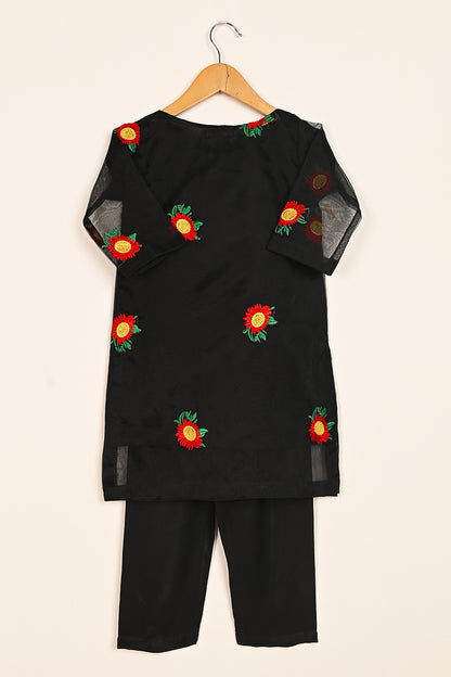 TKF-113-Black - Kids 3Pc Organza Formal Dress