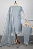 RTW-39A-Grey -  3Pc Stitched Embroidered Organza Dress