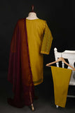 RTW-109-Mustard - 3Pc Stitched Embroidered Organza Dress