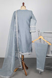 RTW-40A-Grey -  3Pc Stitched Embroidered Organza Dress