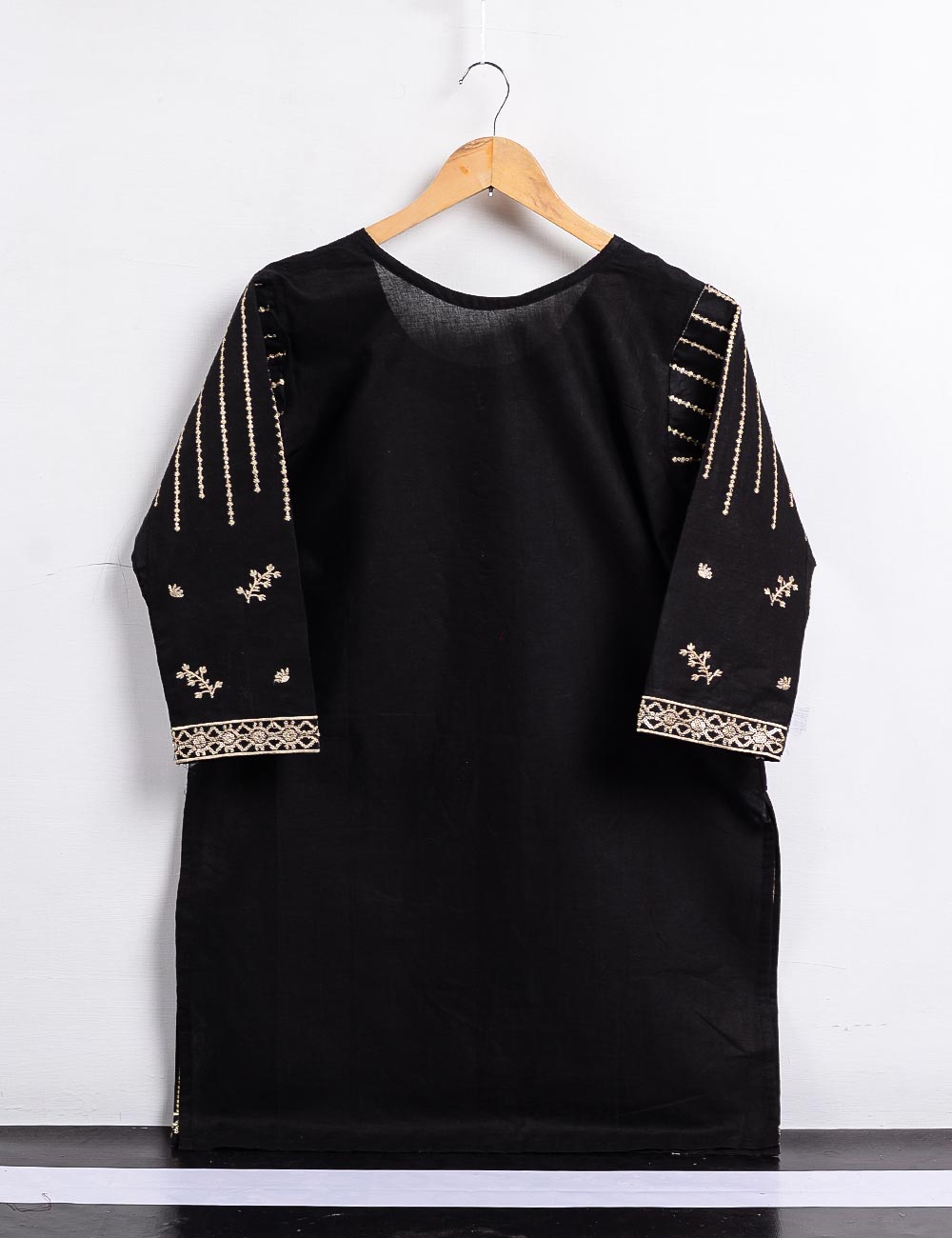 Cambric Embroidered Kurti - Classic - T20-002-Black