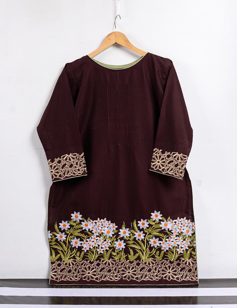 Cambric Embroidered Kurti - T20-004-Maroon