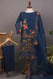 RTW-30A-Blue -  3Pc Stitched Embroidered Organza