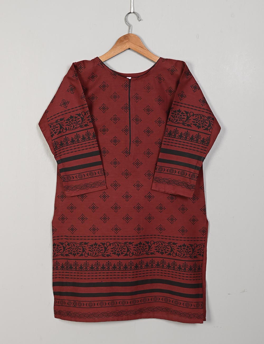 TS-163-Maroon - Cotton Printed Kurti