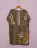 TS-021L-Chocolate Brown-Majestic Cage - Cotton Embroidered Stitched Kurti