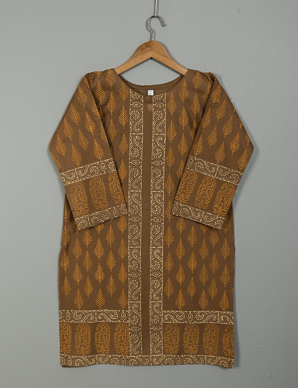 TS-140A-Brown - Cotton Block Printed Stitched