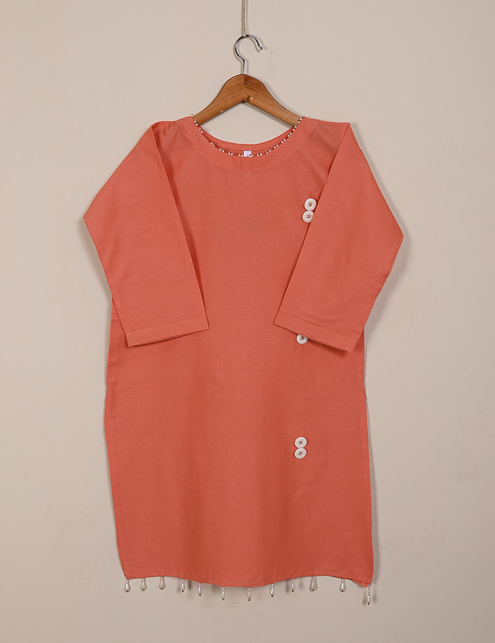 TS-129-Peach - Cotton Stitched Kurti