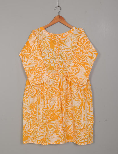 TS-217A-Yellow - Cotton Printed Frock