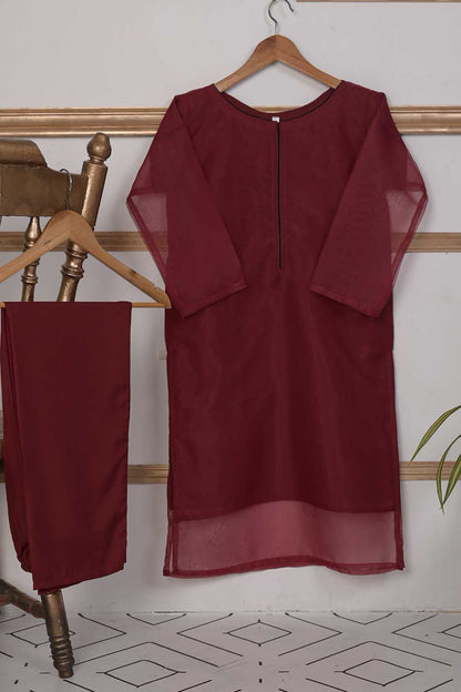 STP-012B-Maroon - 2Pc Organza With Malai Trouser