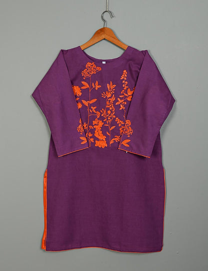 Cotton Embroidered Stitched Kurti - Exotic Loop (TS-066A-Purple)
