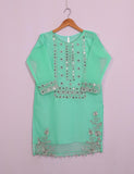 TS-113A-AquaGreen - Organza Embroidered Stitched Kurti With Mirror Work