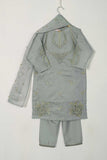 TKF-30-Grey - Kids 3Pc Paper Cotton Dress With Malai Trouser