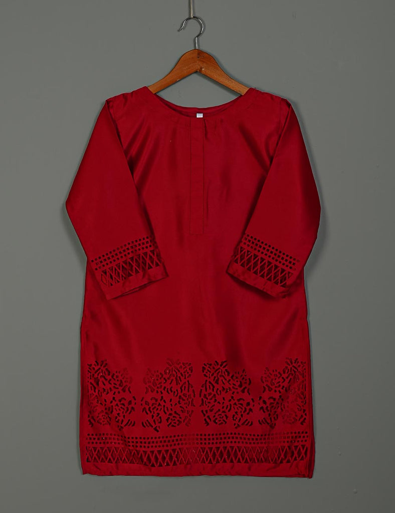 TS-161-Red - Silk Stitched Kurti