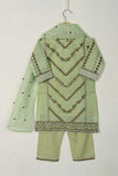 TKF-28-Pista - Kids 3Pc Paper Cotton Dress With Malai Trouser