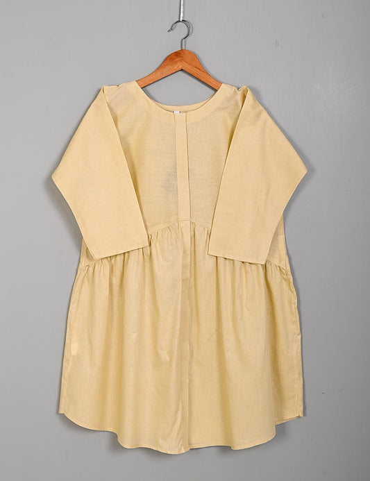 TS-208B-Yellow - Cotton Stitched Kurti