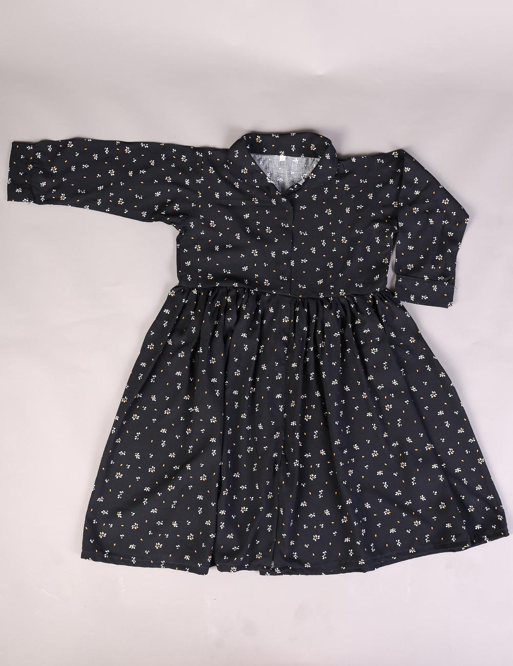 KOS-12-Black - Kids Linen Stitched Frock