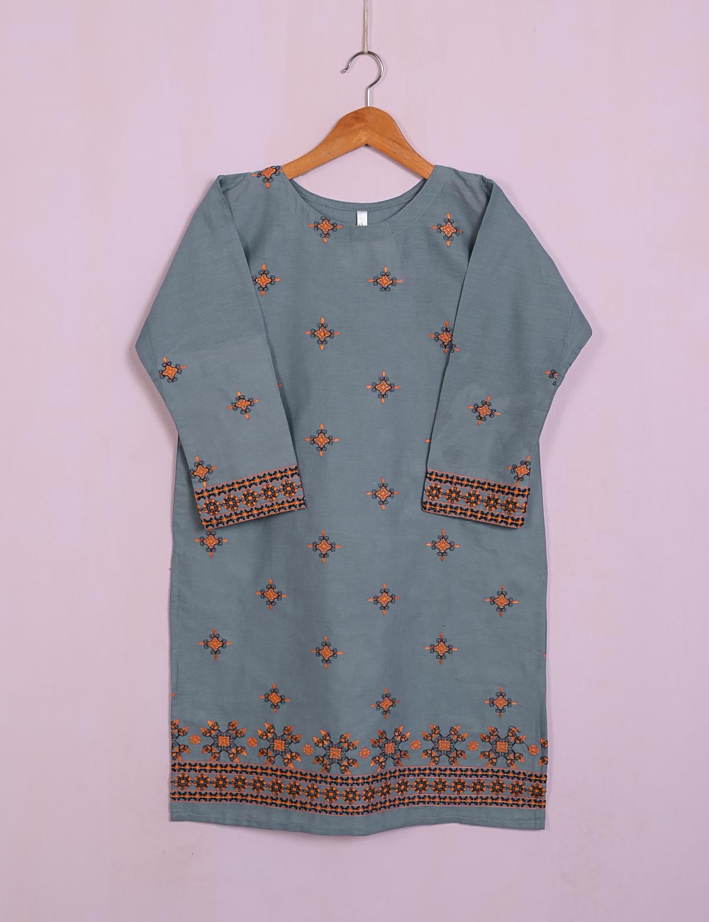 TS-110B-Grey - Cotton Embroidered Stitched Kurti