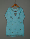 TS-165A-SkyBlue - Paper Cotton Embroidered Kurti