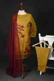 RTW-98-Mustard - 3Pc Stitched Embroidered Organza Dress