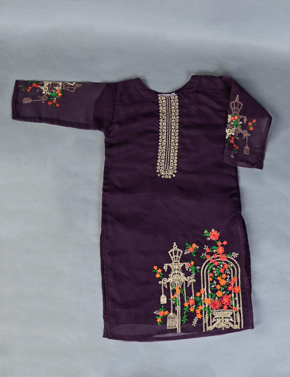 KOS-08-Purple - Kids Stitched Kurti