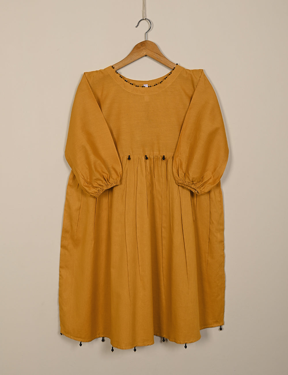 TS-125-Mustard - Cotton Stitched Frock