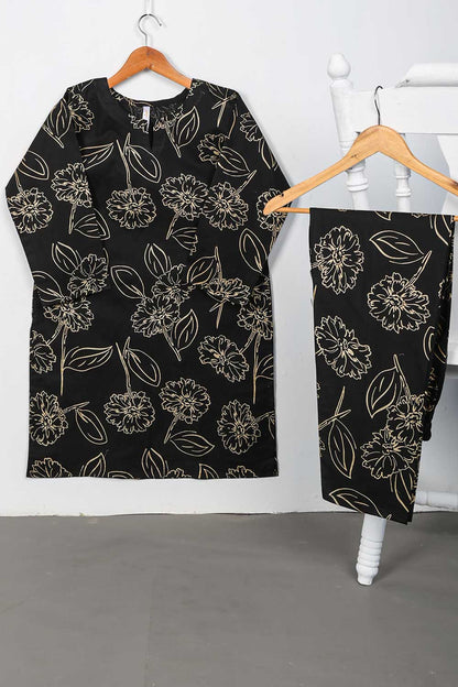 STP-087A-Black - 2PC COTTON PRINTED STITCHED