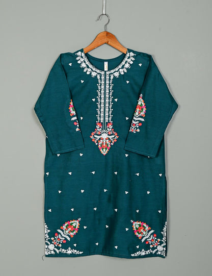 TS-199B-Turquoise - Celementine - Cotton Embroidered Kurti