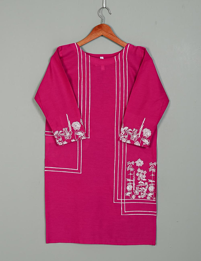 TS-036I-Fuchsia - Rosy Dreams - Cotton Embroidered Kurti
