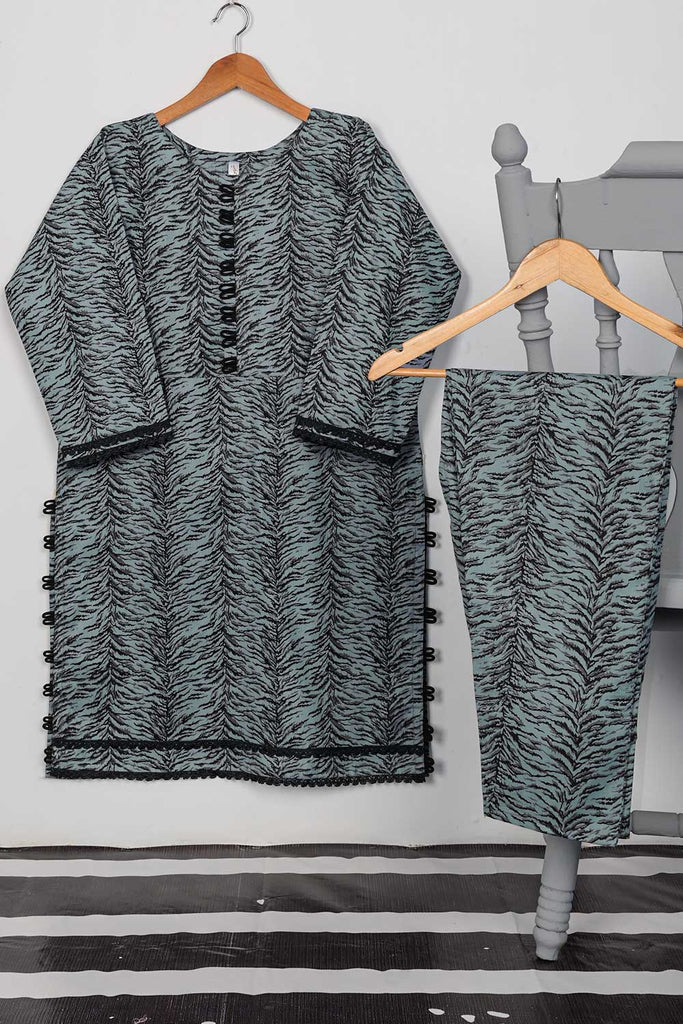 STP-069A-Grey - 2PC COTTON PRINTED STITCHED