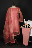 RTW-53-Pink -  3Pc Stitched Tie & Dye Organza Dress