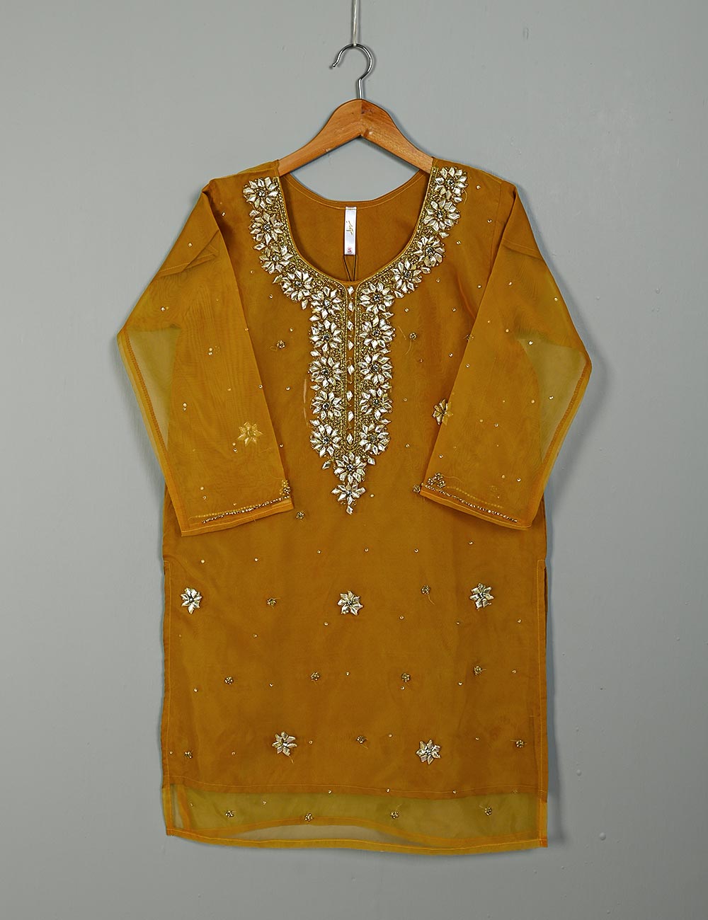 TS-166B-Rust - Organza Stitched Kurti