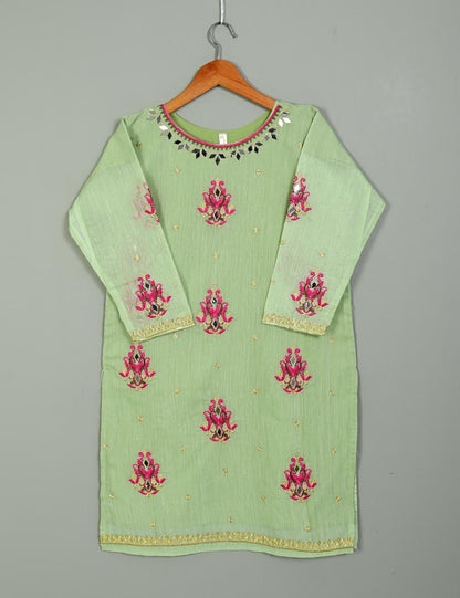 TS-186A-Pista - Paper Cotton Embroidered Kurti