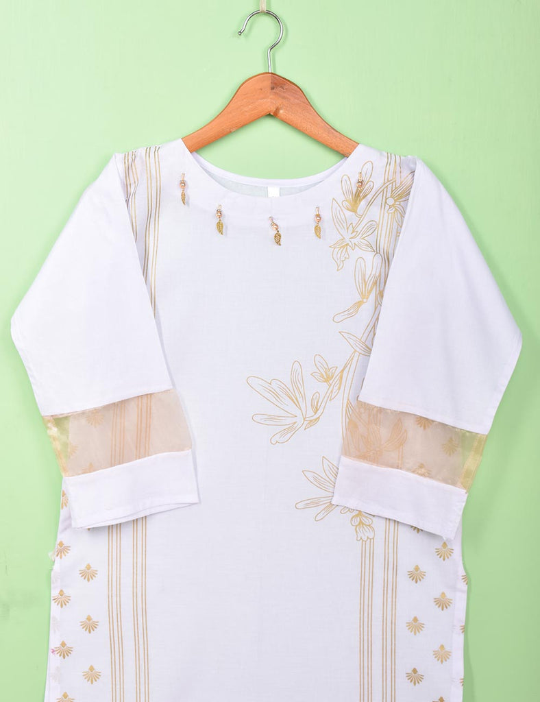 Cotton Printed Stitched Kurti - Heavenly Aura (TS-081A-White)