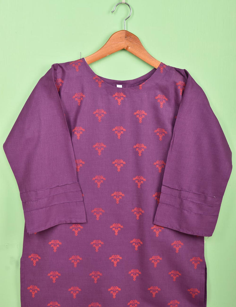 Cotton Printed Stitched Kurti - (TS-076A-Purple)