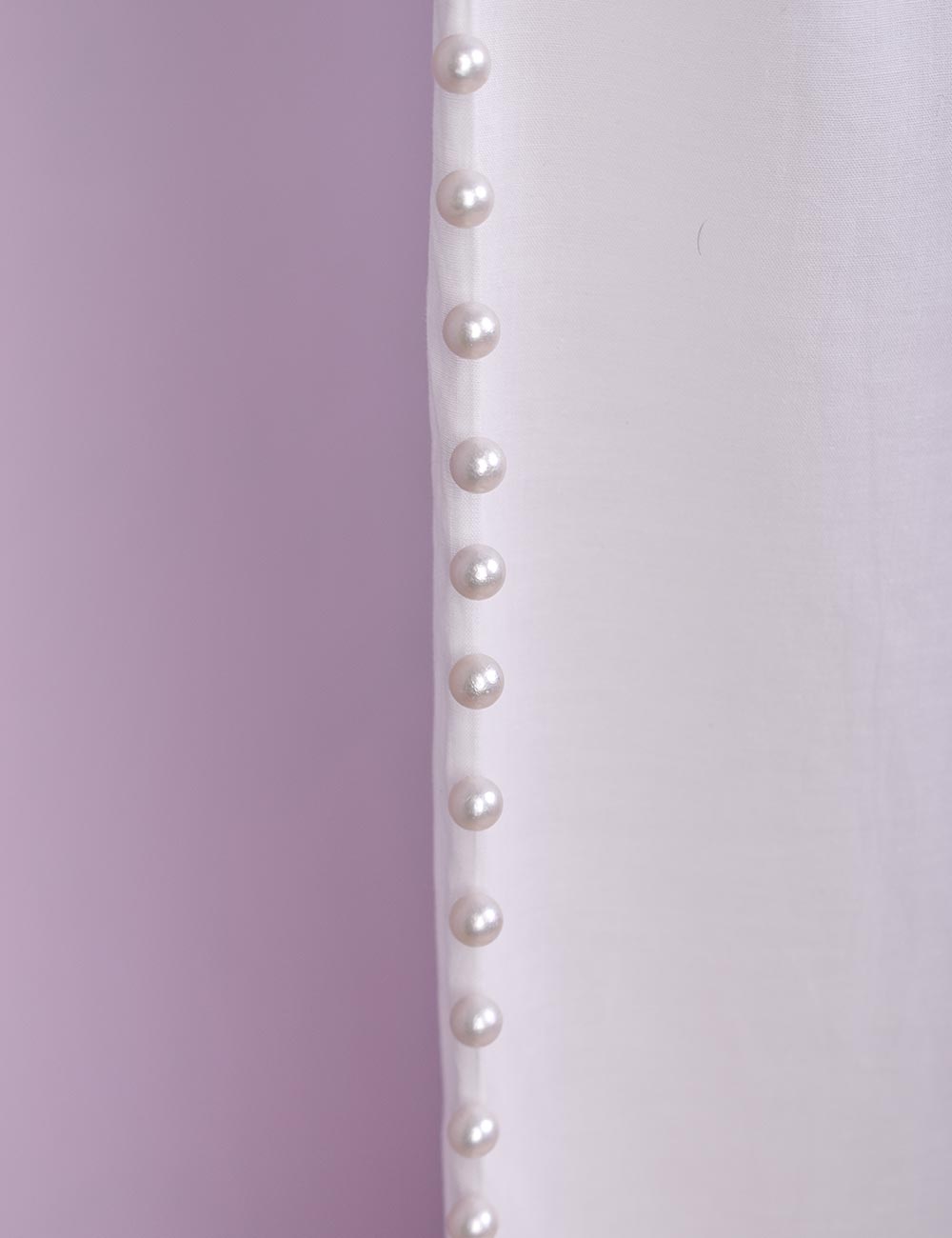 Stitched Cotton Trouser With Pearls - Pearly Delight (CT-17-White)