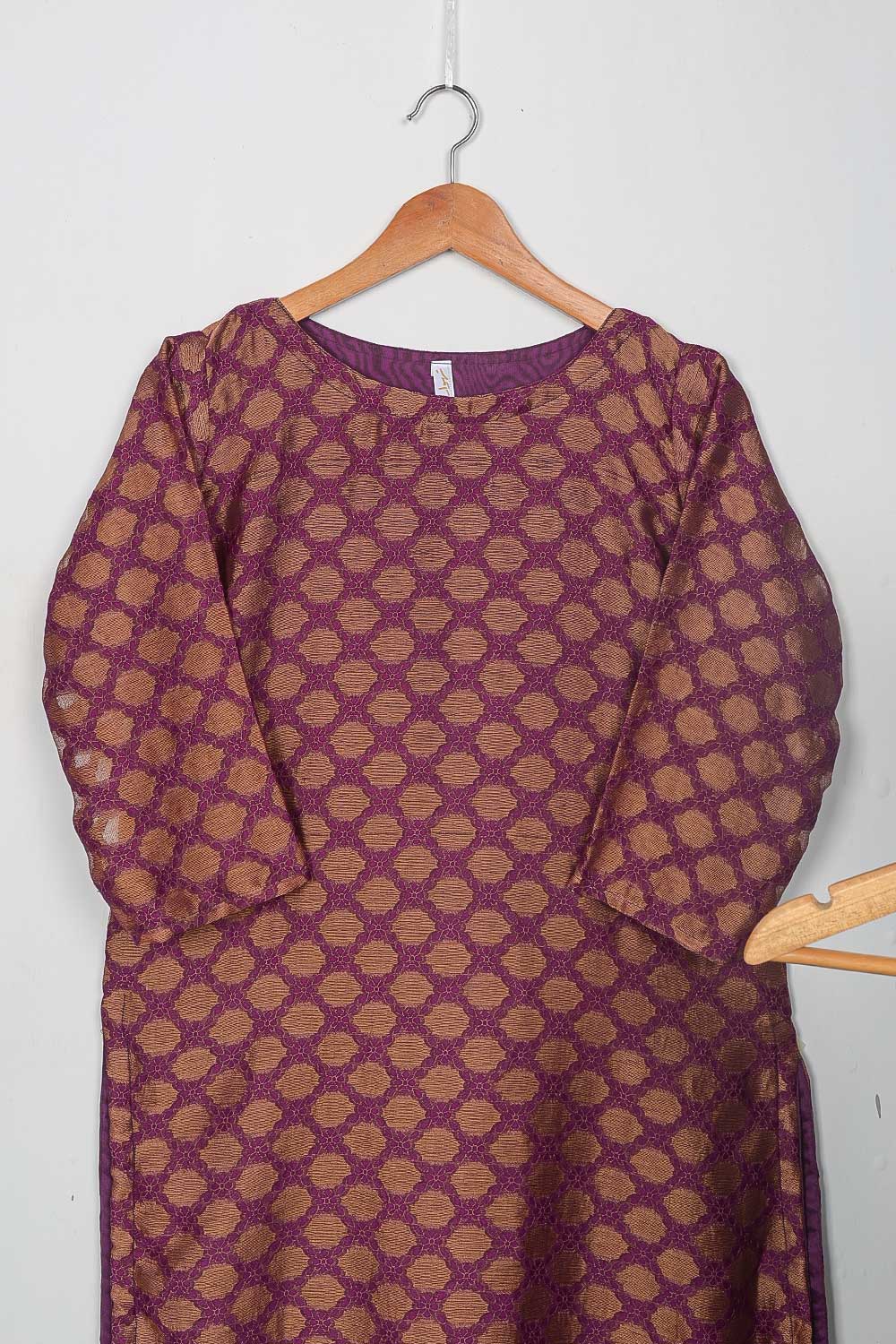 STP-081A-Purple - 2Pc Stitched Broshia Jacquard Shirt With Malai Trouser