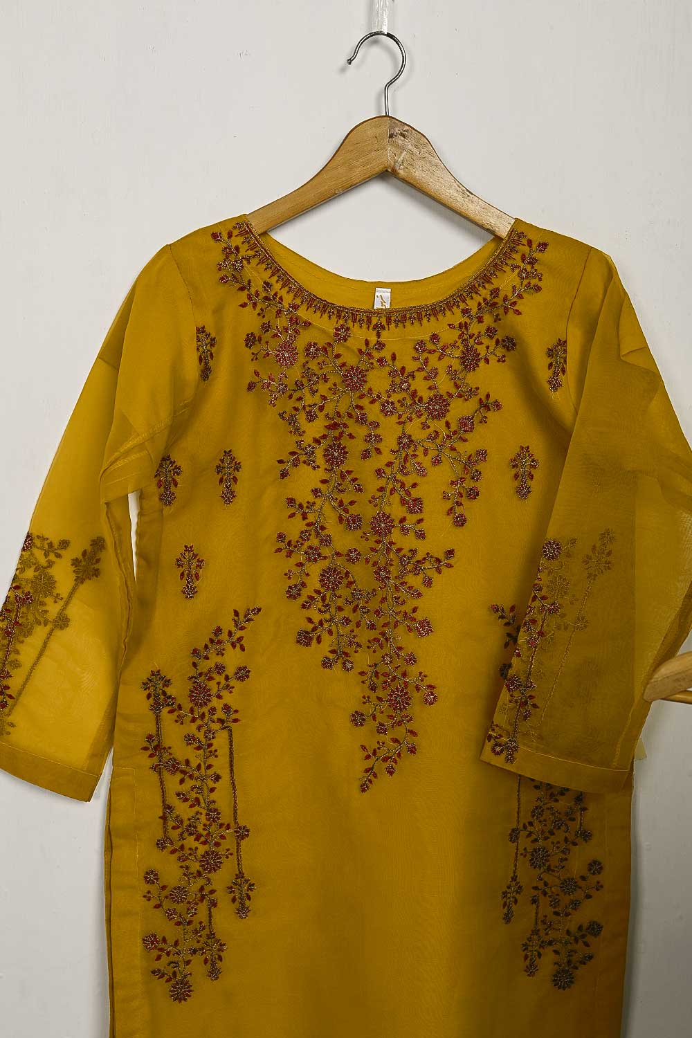 STP-113A-Mustard - 2Pc Organza With Malai Trouser