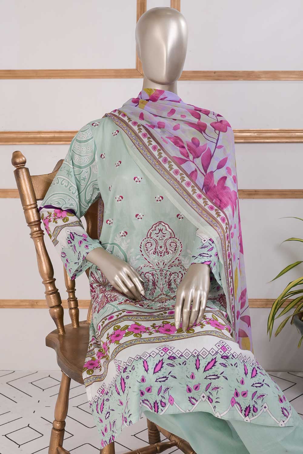 TSL-08 | Un-Stitched Embroidered Lawn Dress