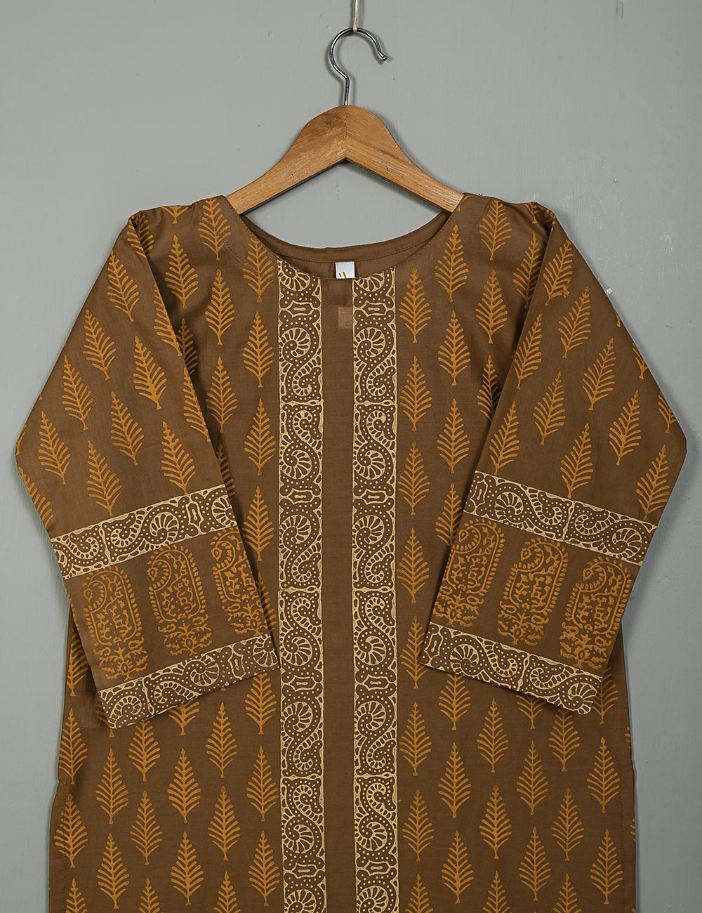 TS-140A-Brown - Cotton Block Printed Stitched